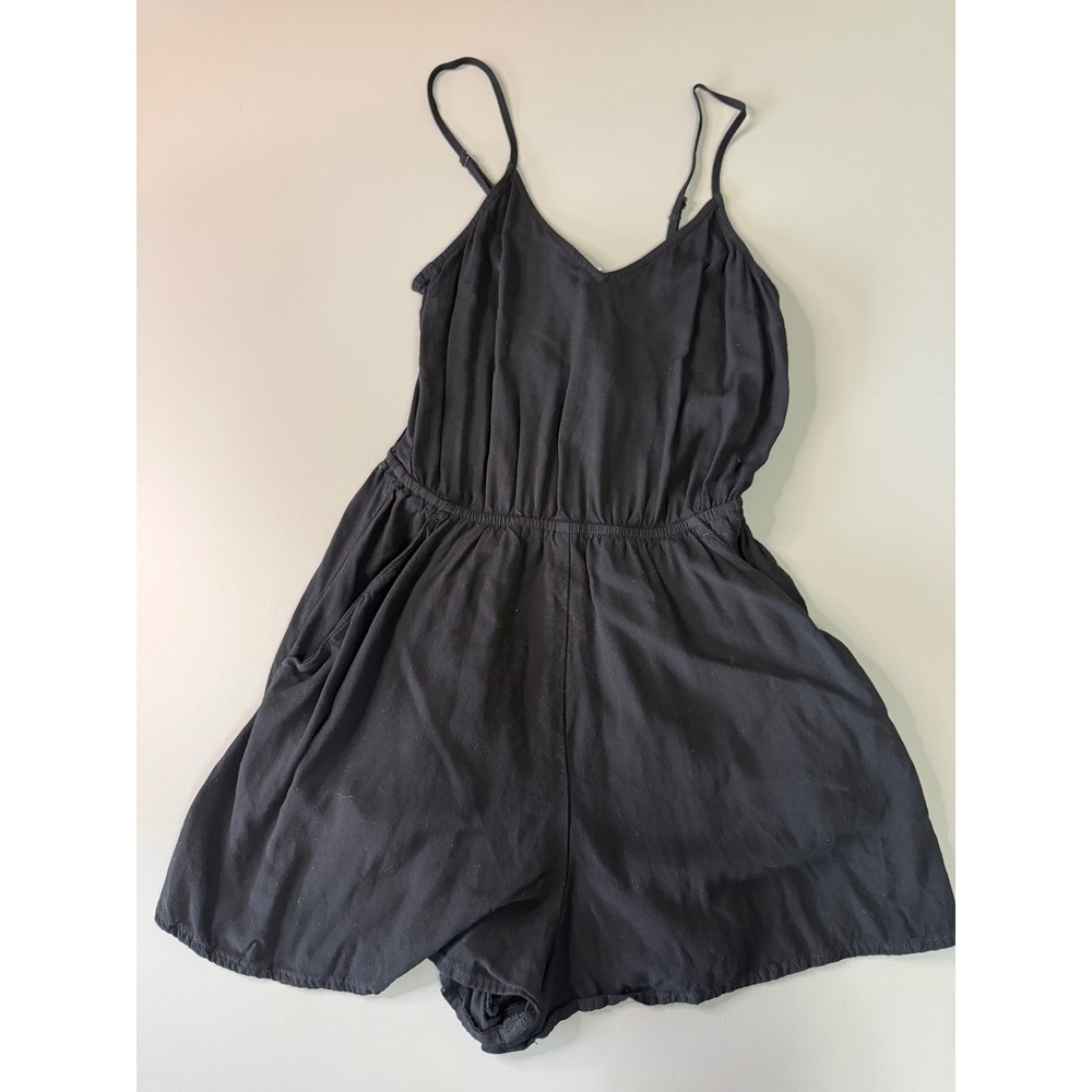 HM Divided Womens Black Sleeveless V-Neck Romper Adjustable Straps Size 0